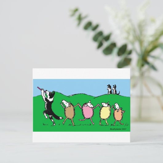 De Bonte Pijper van border collie Briefkaart (Staand voorkant)
