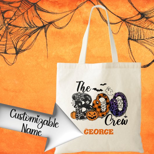 De Boo Crew Custom Name Halloween Trick or treat Tote Bag