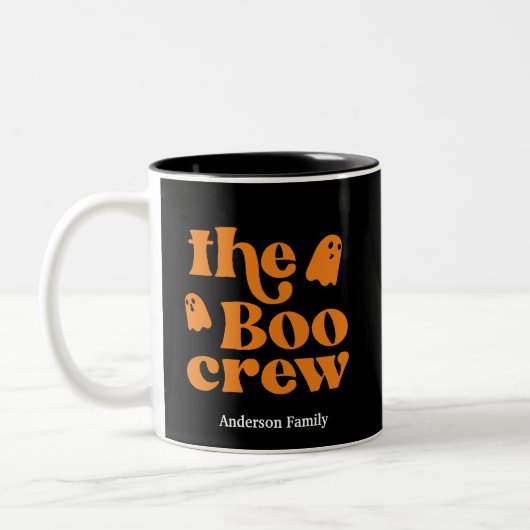 De Boo Crew Halloween gepersonaliseerd Tweekleurige Koffiemok (Links)
