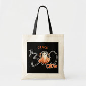 De Boo Crew Naam Zwart Sinaasappel Halloween Canva Tote Bag (Voorkant)