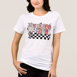 De Boo Crew Schattigee Groovy Retro Ghost Hallowee Tri-Blend Shirt