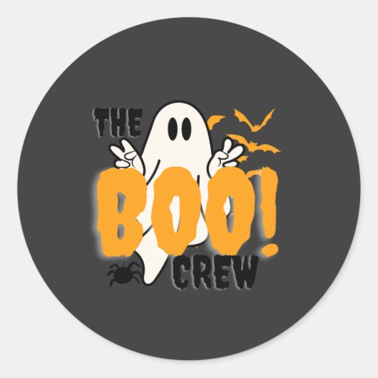 De Boo Crew Sinaasappel Halloween Ronde Sticker (Voorkant)