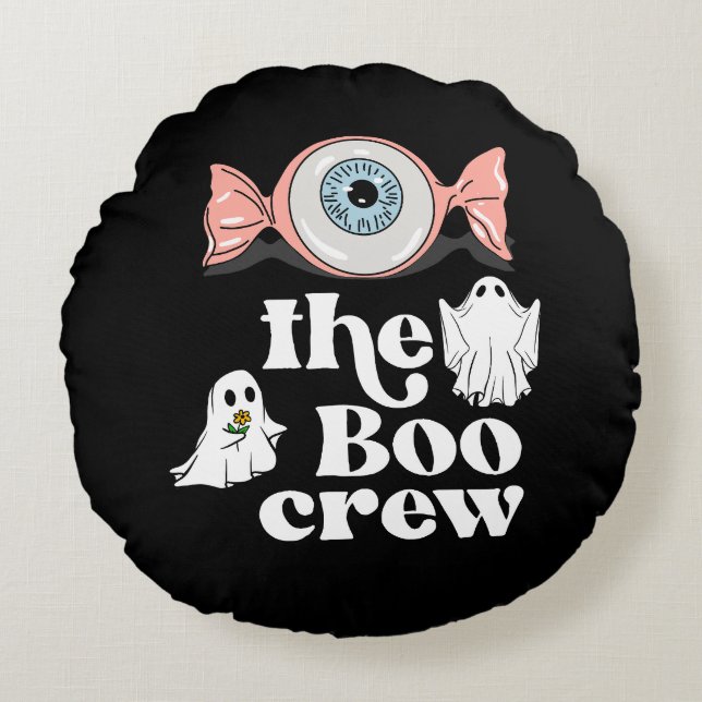 De Boo Crew | Spooktacular Halloween Squad Rond Kussen (Voorkant)