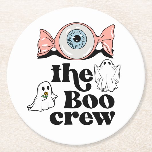 De Boo Crew | Spooktacular Halloween Squad Ronde Kartonnen Onderzetter (Voorkant)