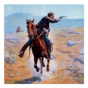 “De boodschapper” Westerse kunst van Charles Schre Perfect Poster