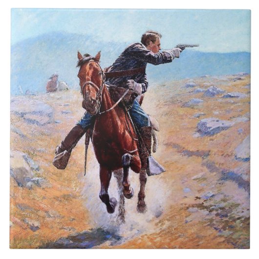 “De boodschapper” Westerse kunst van Charles Schre Tegeltje (Voorkant)