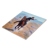 “De boodschapper” Westerse kunst van Charles Schre Tegeltje (Zijkant)