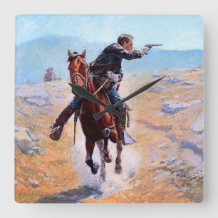 “De boodschapper” Westerse kunst van Charles Schre Vierkante Klok