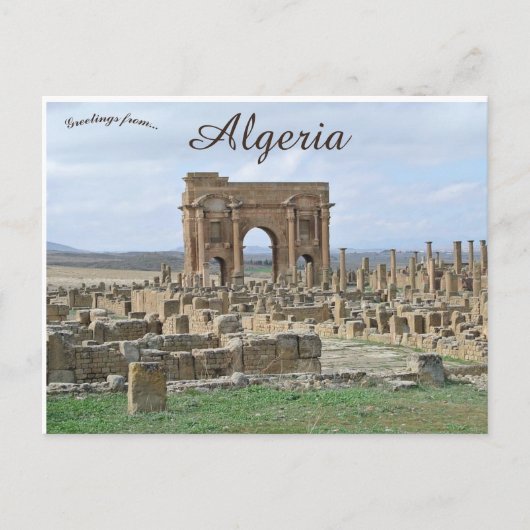 De boog van Trajanus in de ruïnes van Timgad, Alge Briefkaart (Voorkant)