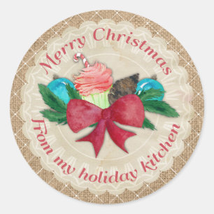 De boogpinecone van Kerstmis cupcake van de keuken Ronde Sticker