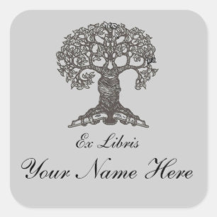 De Bookplaat van de lezingsboom - vierkant Vierkante Sticker