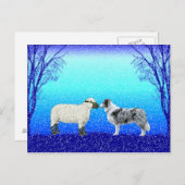 De "boom" Border collie Postcard~Christmas van de Feestdagenkaart (Voorkant / Achterkant)