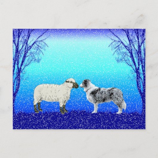 De "boom" Border collie Postcard~Christmas van de Feestdagenkaart (Voorkant)
