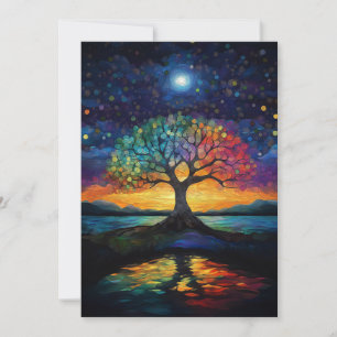 De Boom des Levens Abstract Blauwe Regenboog Kaart