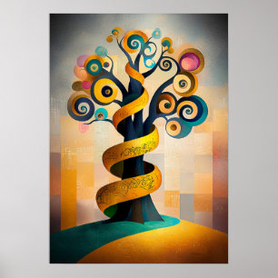 De Boom des Levens - Cubistische Minimalistische V Poster