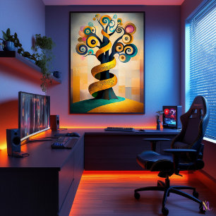 De Boom des Levens - Cubistische Minimalistische V Poster