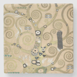 De Boom des Levens, Gustav Klimt olieverfschilderi Stenen Onderzetter