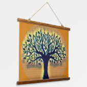 De boom heeft een gele waterverf van het landschap hangend wandkleed (Gebogen)