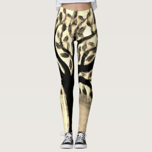 De boom heeft een gele waterverf van het landschap leggings