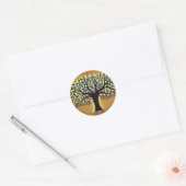 De boom heeft een gele waterverf van het landschap ronde sticker (Envelop)