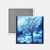 De boom in Blauw Ice Magnet (Voorkant / Achterkant)