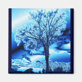 De boom in Blauw Ice Magnet (Voorkant)