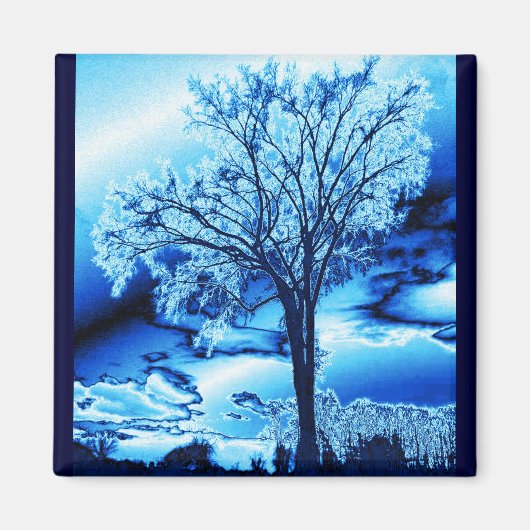De boom in Blauw Ice Magnet (Voorkant)