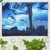 De boom in Blue Ice Kitchen Towel Theedoek (Gevouwen)