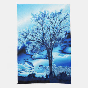 De boom in Blue Ice Kitchen Towel Theedoek