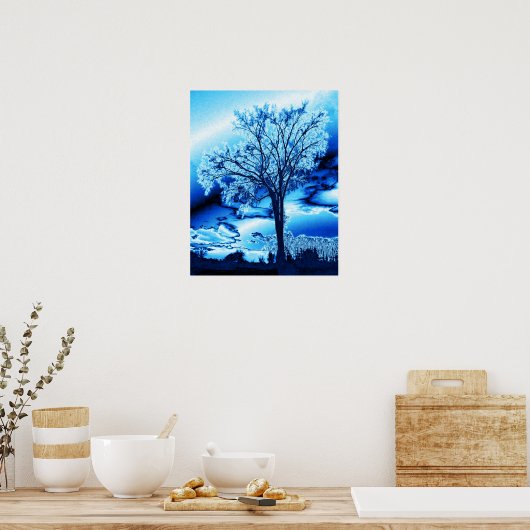 De boom in Ice Blue Poster (Keuken)