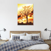 De boom in Molten Gold op het omgepakte canvas Afdruk (Insitu (Slaapkamer))