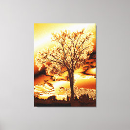 De boom in Molten Gold op het omgepakte canvas Afdruk