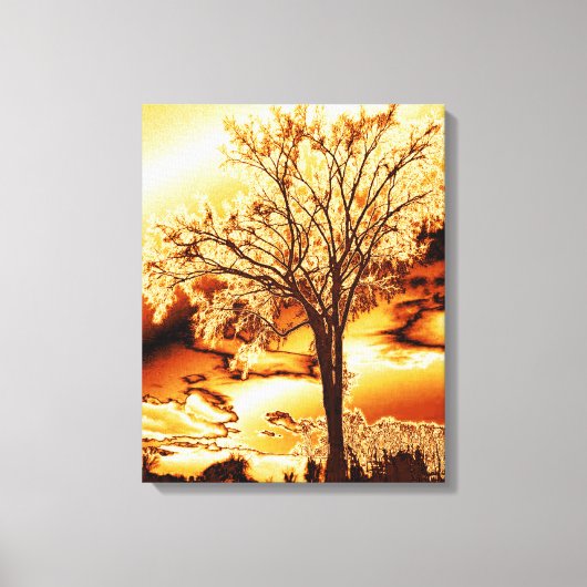 De boom in Molten Gold op het omgepakte canvas Afdruk (Voorkant)