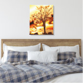 De boom in Molten Gold op het omgepakte canvas Afdruk (Insitu (Slaapkamer))
