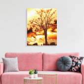 De boom in Molten Gold op het omgepakte canvas Afdruk (Insitu (Woonkamer))