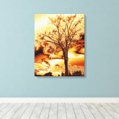 De boom in Molten Gold op het omgepakte canvas Afdruk (Insitu (Houten vloer))