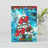 De boom Kerstmis Folk Art CUSTOM Feest Kaart (Staand voorkant)