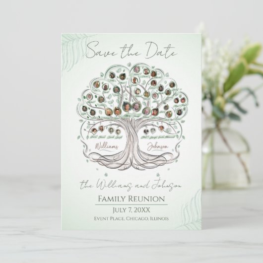 De Boom van de familie hervat sparen de Uitnodigin Kaart (Staand voorkant)