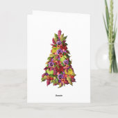 De Boom van de hulst met Appelen en Roze Kerstmis Feestdagen Kaart (Achterkant)