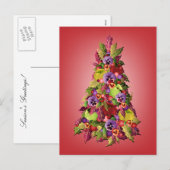 De Boom van de hulst met Appelen en Roze Kerstmis Feestdagenkaart (Voorkant / Achterkant)