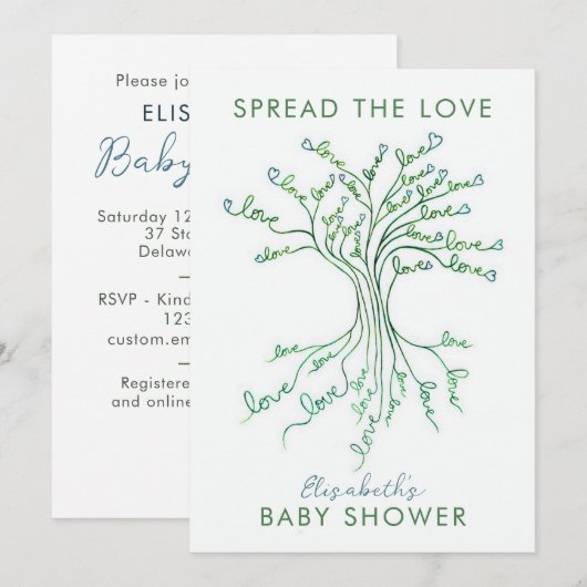 De boom van de Liefde Betekenis Persoonlijk Baby s Kaart (Voorkant / Achterkant)