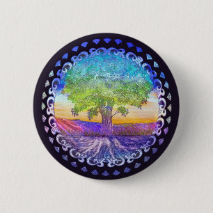 De boom van de Liefde, de Vrede, het Saldo Ronde Button 5,7 Cm