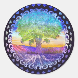De boom van de Liefde, de Vrede, het Saldo Ronde Sticker
