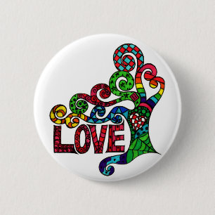 De boom van de Liefde - kleurrijke hippie-kunstkno Ronde Button 5,7 Cm