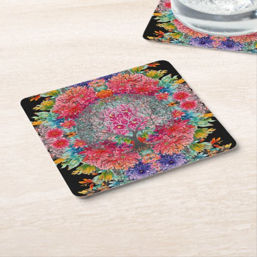 De boom van eeuwige kennis kartonnen onderzetters (Schuin)