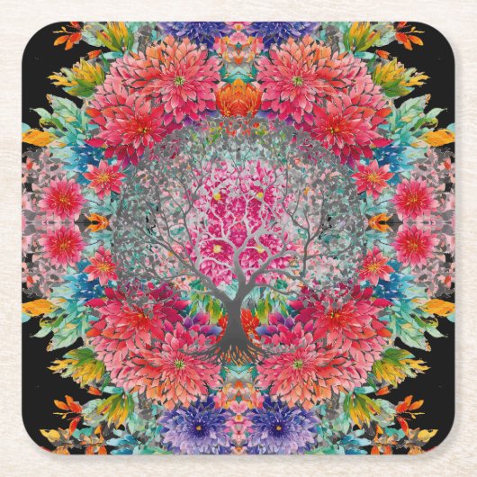 De boom van eeuwige kennis kartonnen onderzetters (Voorkant)