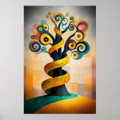 De boom van het leven - kubistische minimalistisch poster (Voorkant)