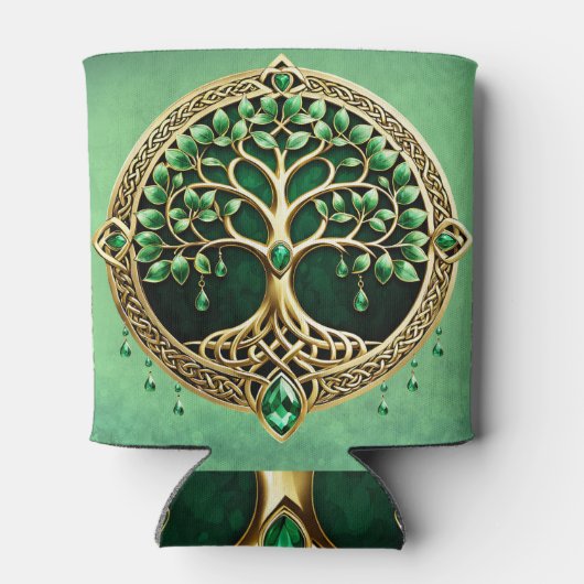 De boom van het leven met Keltische knopen. Blikjeskoeler (Achterkant)