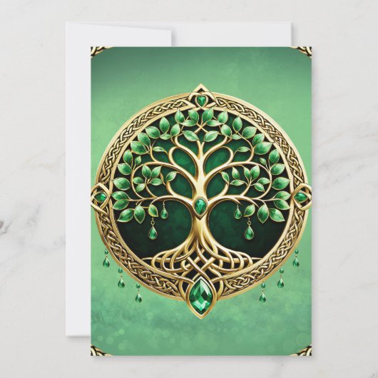 De boom van het leven met Keltische knopen. Kaart (Achterkant)