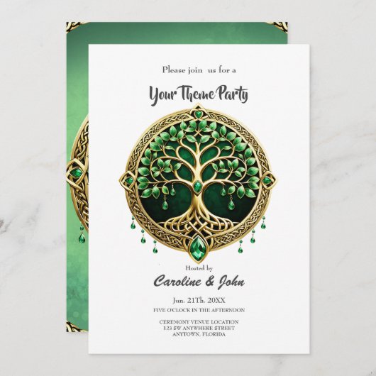 De boom van het leven met Keltische knopen. Kaart (Voorkant / Achterkant)